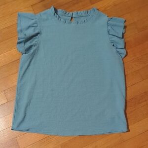 Blue Ruffled Work Blouse